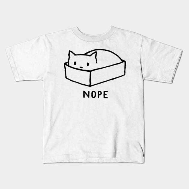 Nope Cat Kids T-Shirt by FoxShiver